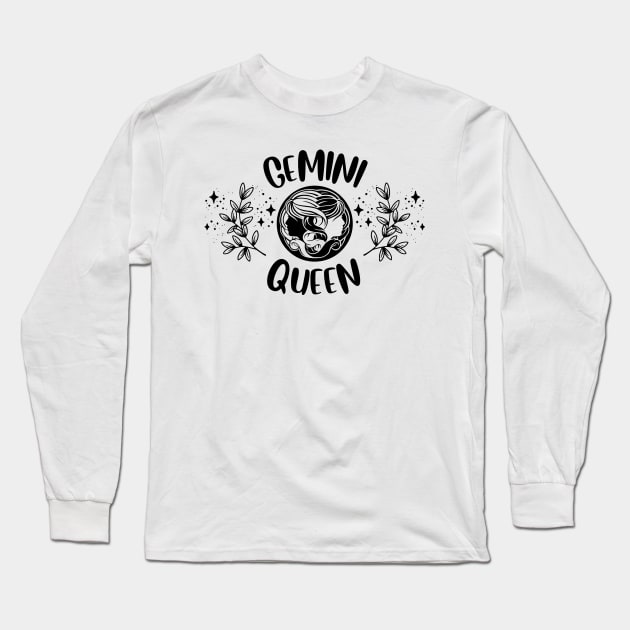 Gemini Queen Long Sleeve T-Shirt by teresawingarts